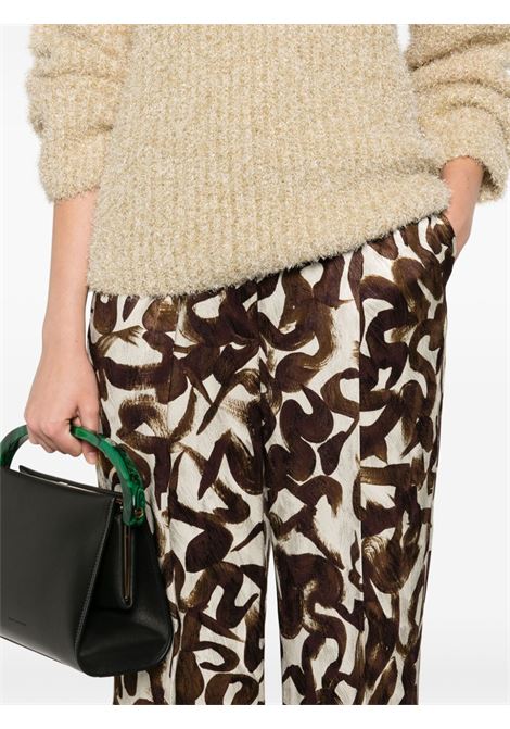 Pantaloni con stampa astratta portia in beige e marrone Dries van noten - donna DRIES VAN NOTEN | 2420109039258703